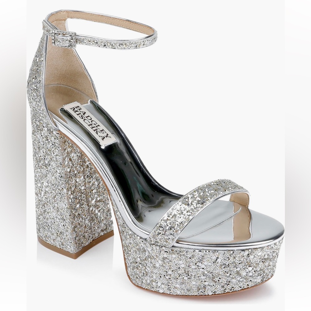 NWT BADGLEY MISCHKA Glitter Platform heels size 9